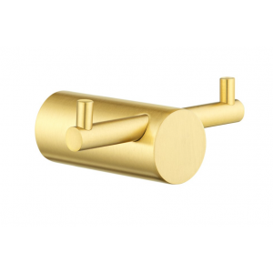 Lucid Pin Brushed Gold Double Robe Hook